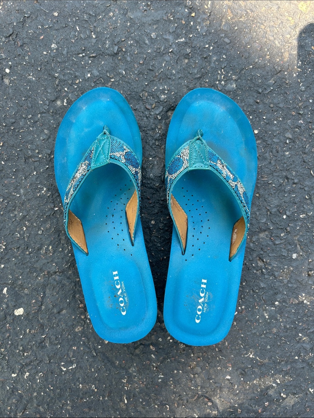 Coach Patterned Strap Thong Sandals